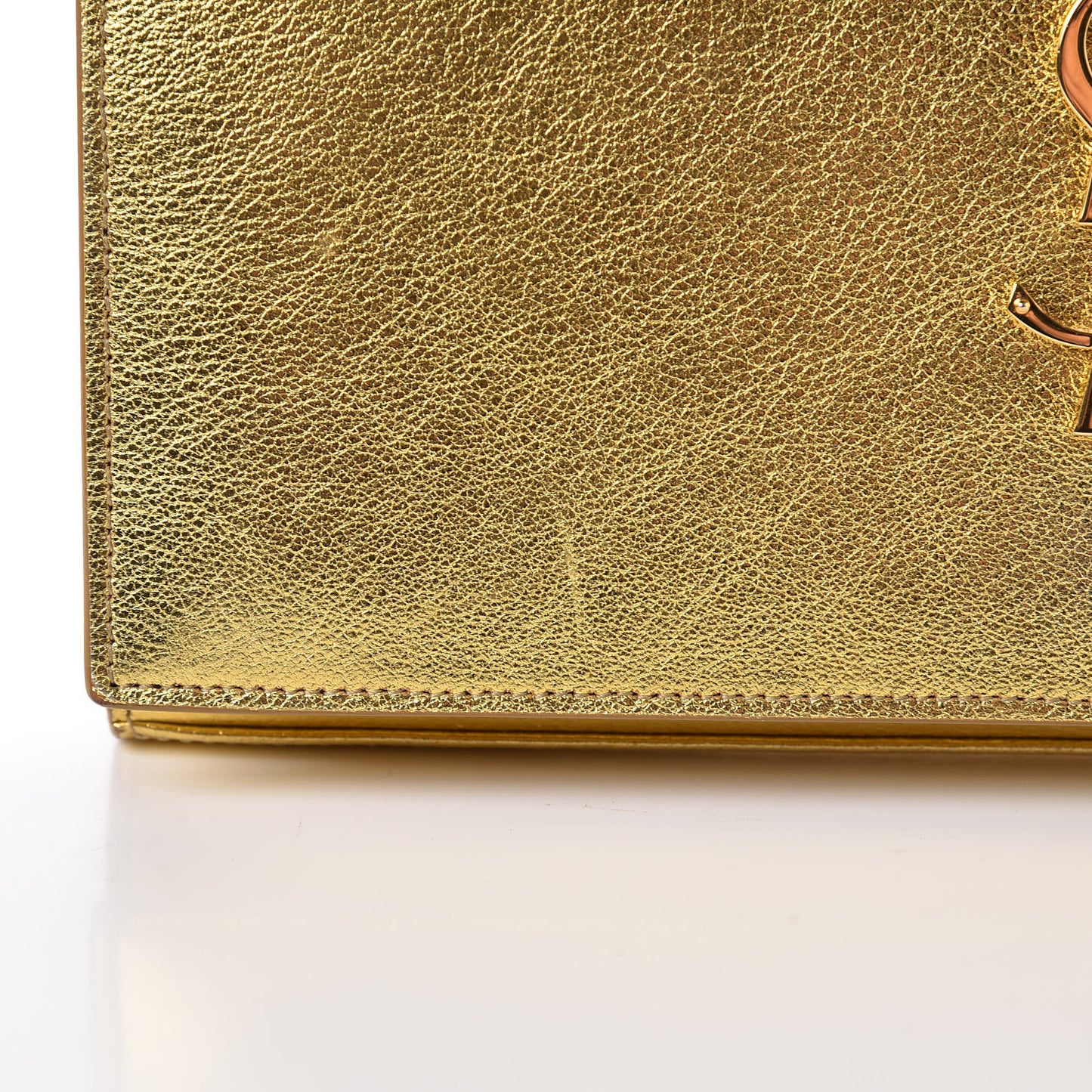 Metallic Calfskin Monogram Chain Wallet Gold