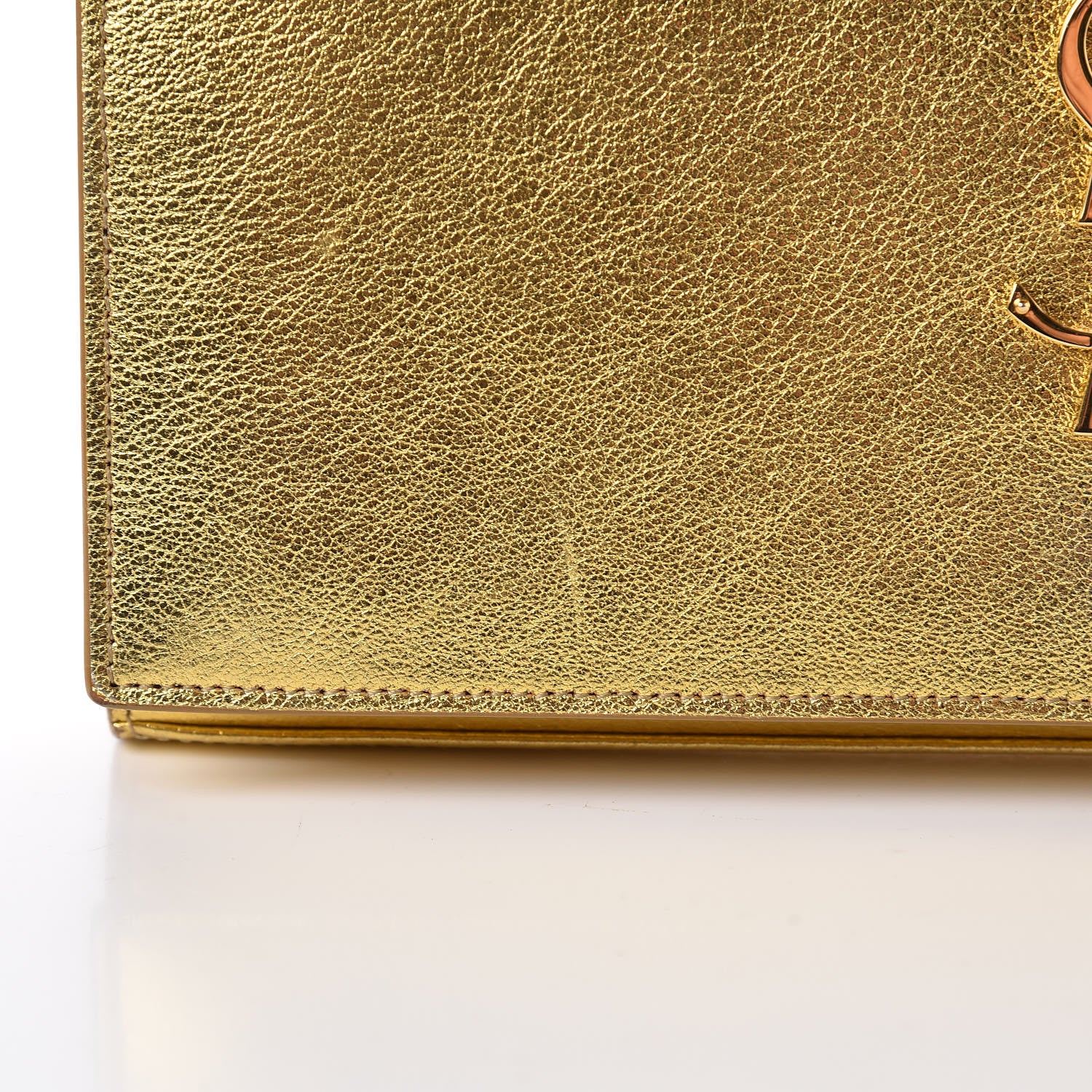 Saint Laurent Metallic Calfskin Monogram Chain Wallet Gold 9 of 15
