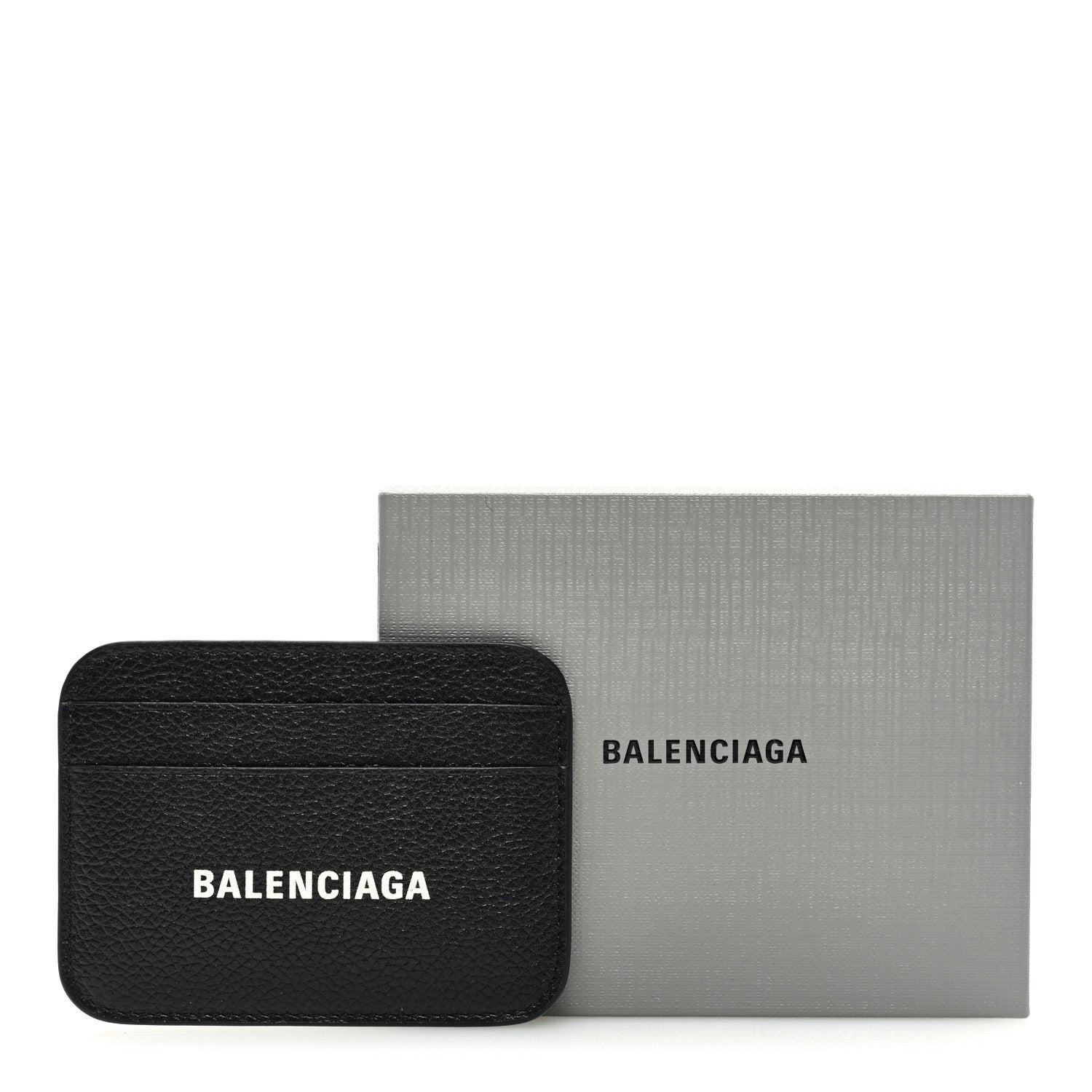 Balenciaga Grained Calfskin Logo Cash Rounded Card Holder Black White 7 of 7