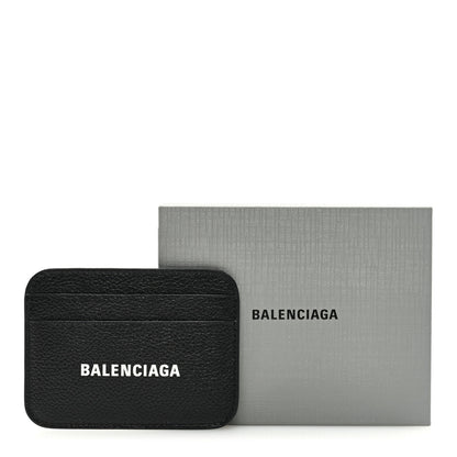 Balenciaga Grained Calfskin Logo Cash Rounded Card Holder Black White 7 of 7