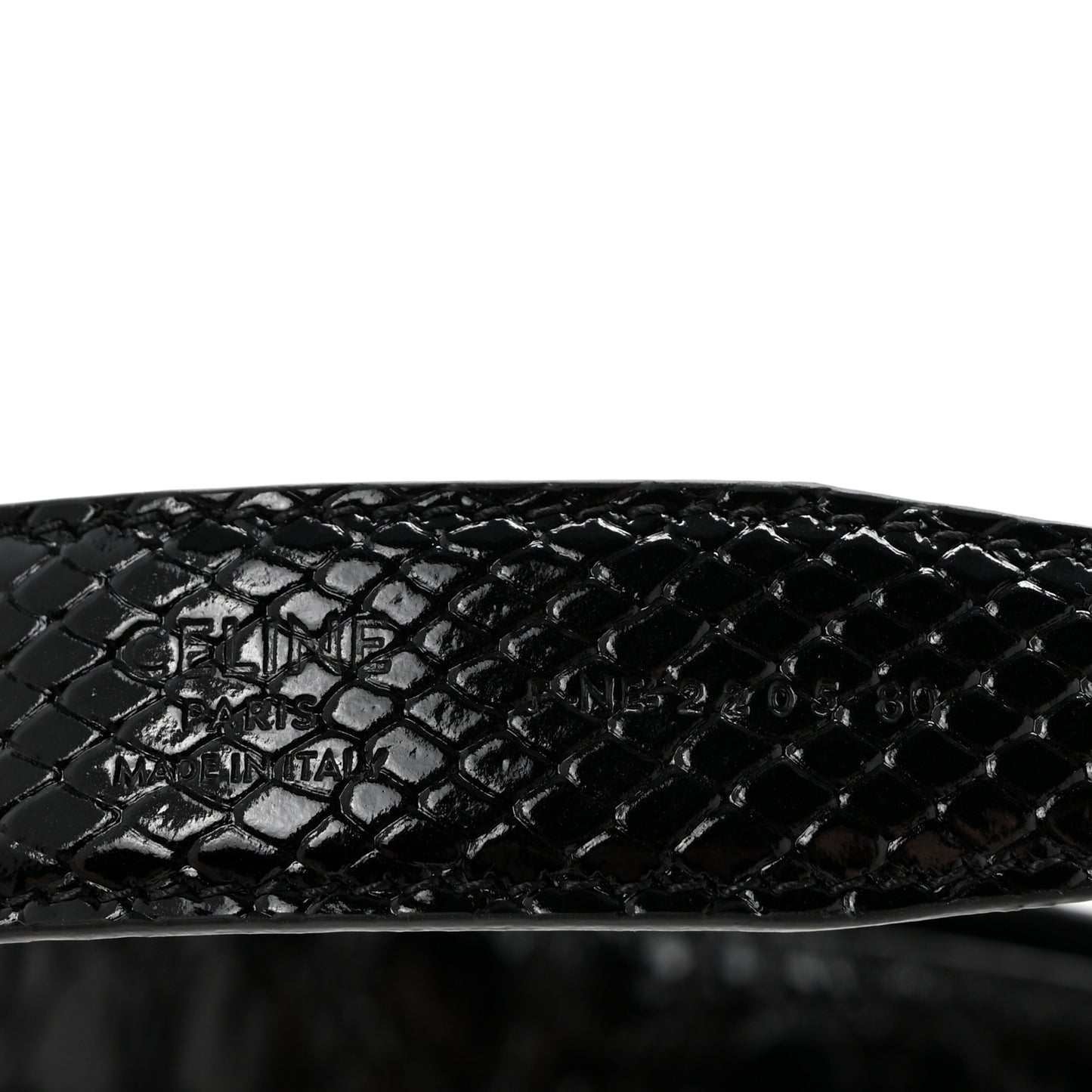 Snakeskin Crocodile Embossed Calfskin Reversible Medium 25mm Triomphe Belt 80 32 Black