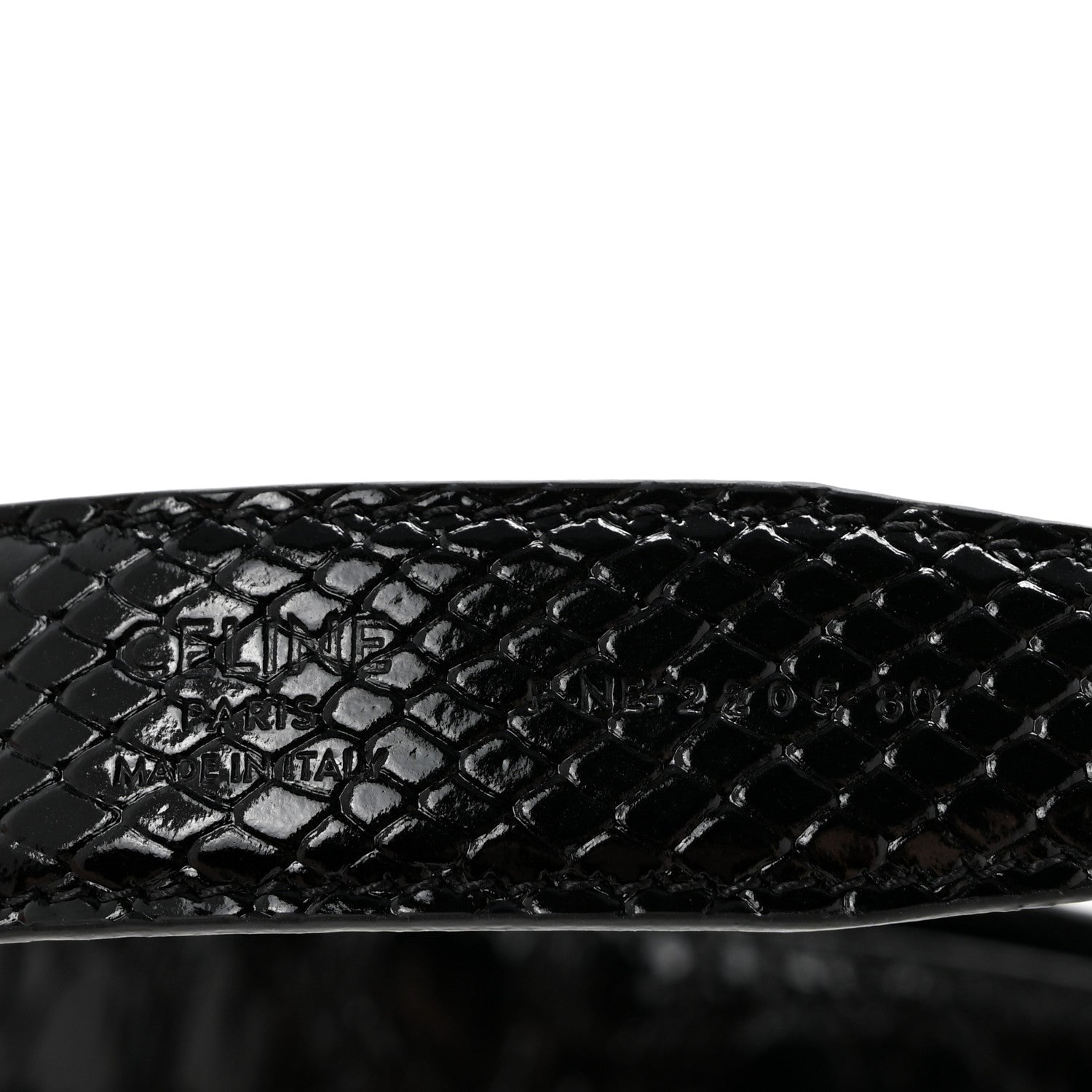 Celine Snakeskin Crocodile Embossed Calfskin Reversible Medium 25mm Triomphe Belt 80 32 Black 5 of 6
