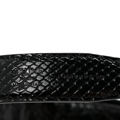Celine Snakeskin Crocodile Embossed Calfskin Reversible Medium 25mm Triomphe Belt 80 32 Black 5 of 6