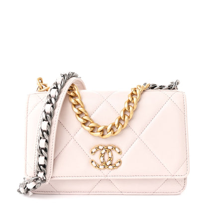 Chanel Lambskin Quilted Chanel 19 Wallet On Chain WOC Light Pink 1 of 12