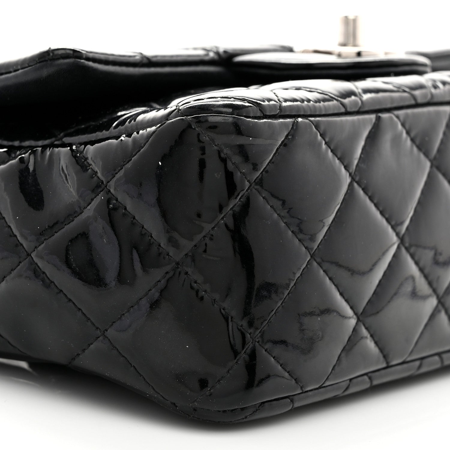Chanel Patent Calfskin Quilted Mini Rectangular Flap Black 9 of 10