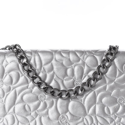 Chanel Metallic Lambskin Camellia Single Flap Silver 11 of 11