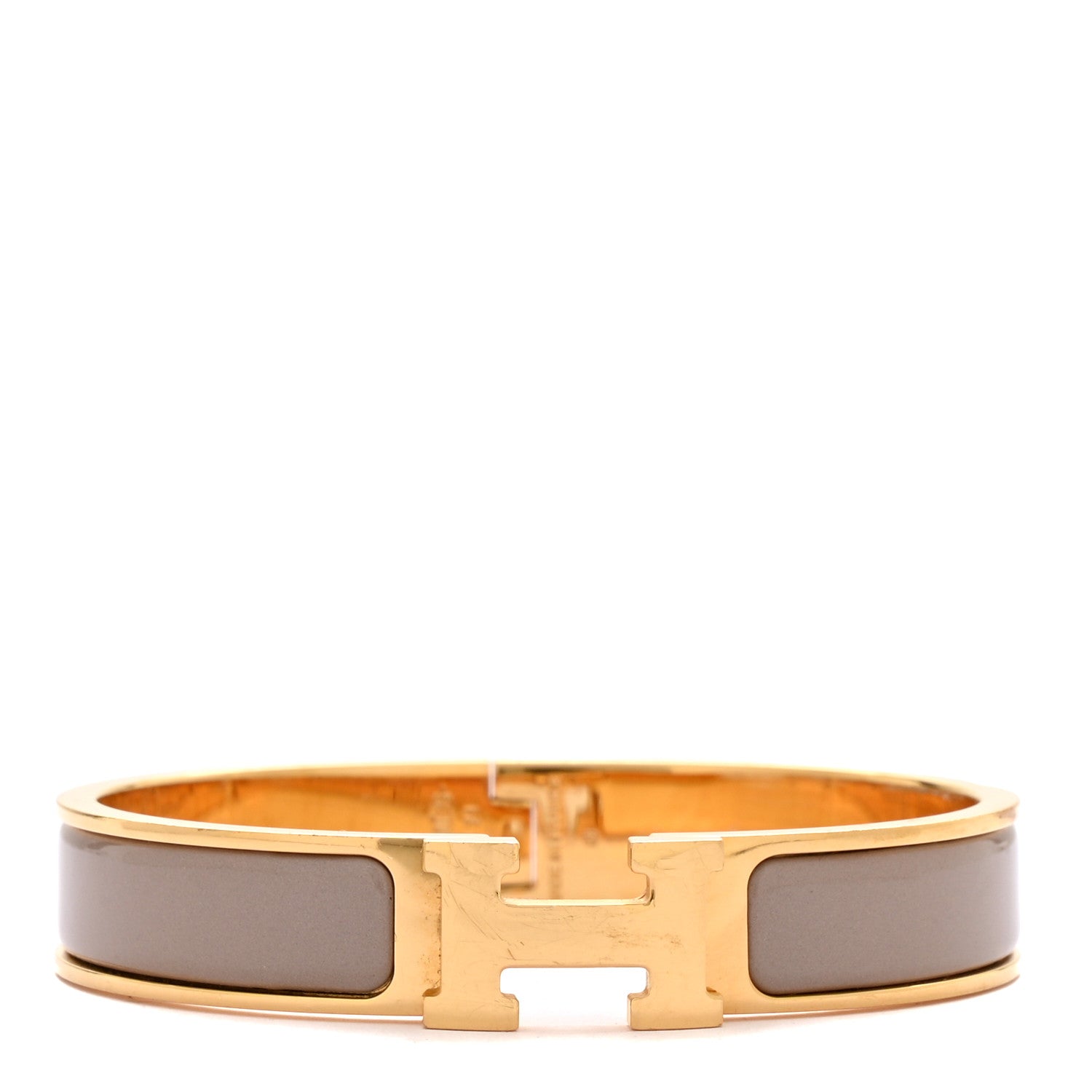 Hermes Enamel Narrow Clic Clac H Bracelet GM Marron Glace 1 of 6