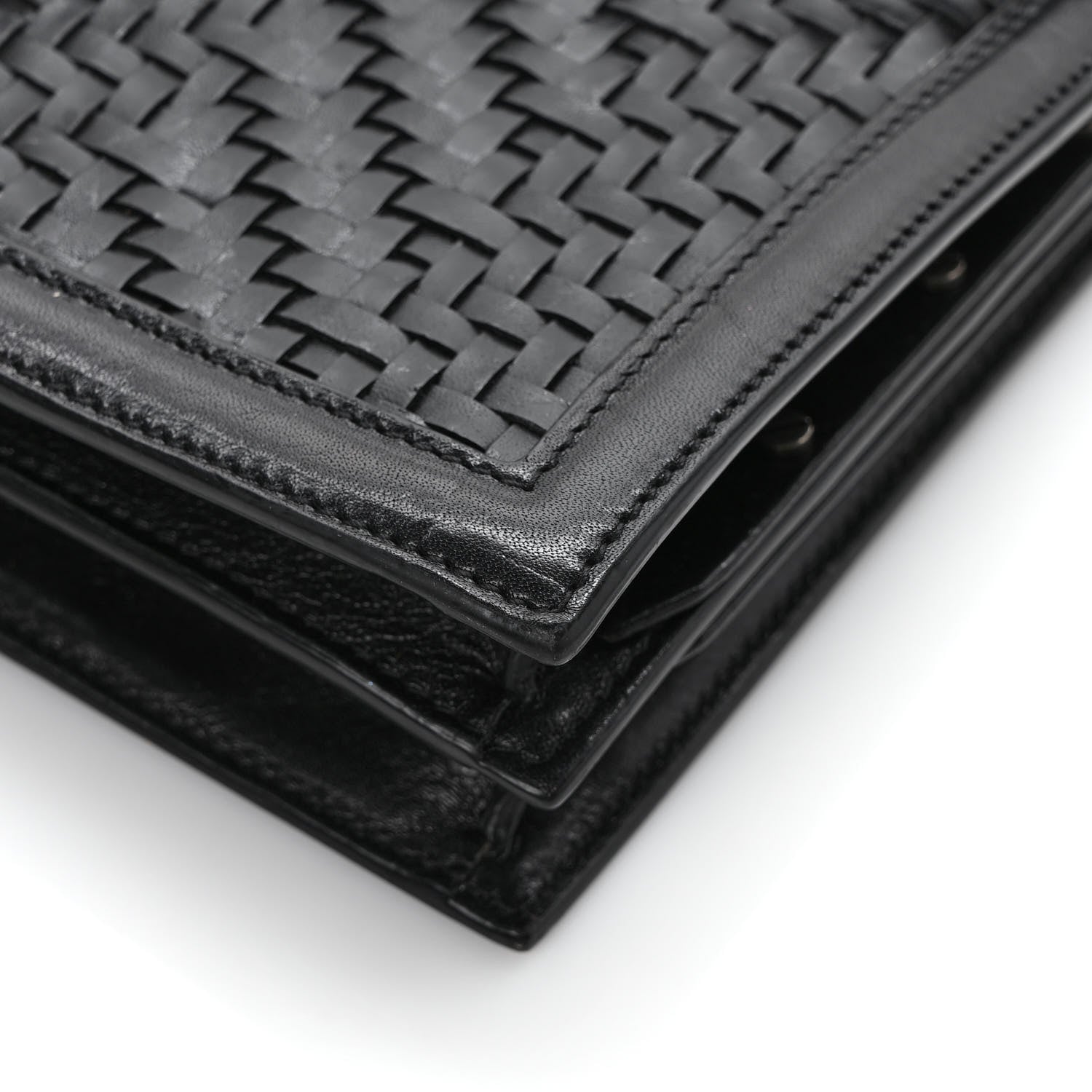 Saint Laurent Calfskin Woven Monogram Cassandra Clasp Bag Black 11 of 11