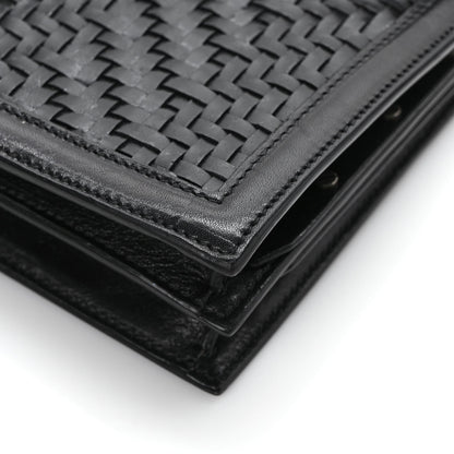 Saint Laurent Calfskin Woven Monogram Cassandra Clasp Bag Black 11 of 11