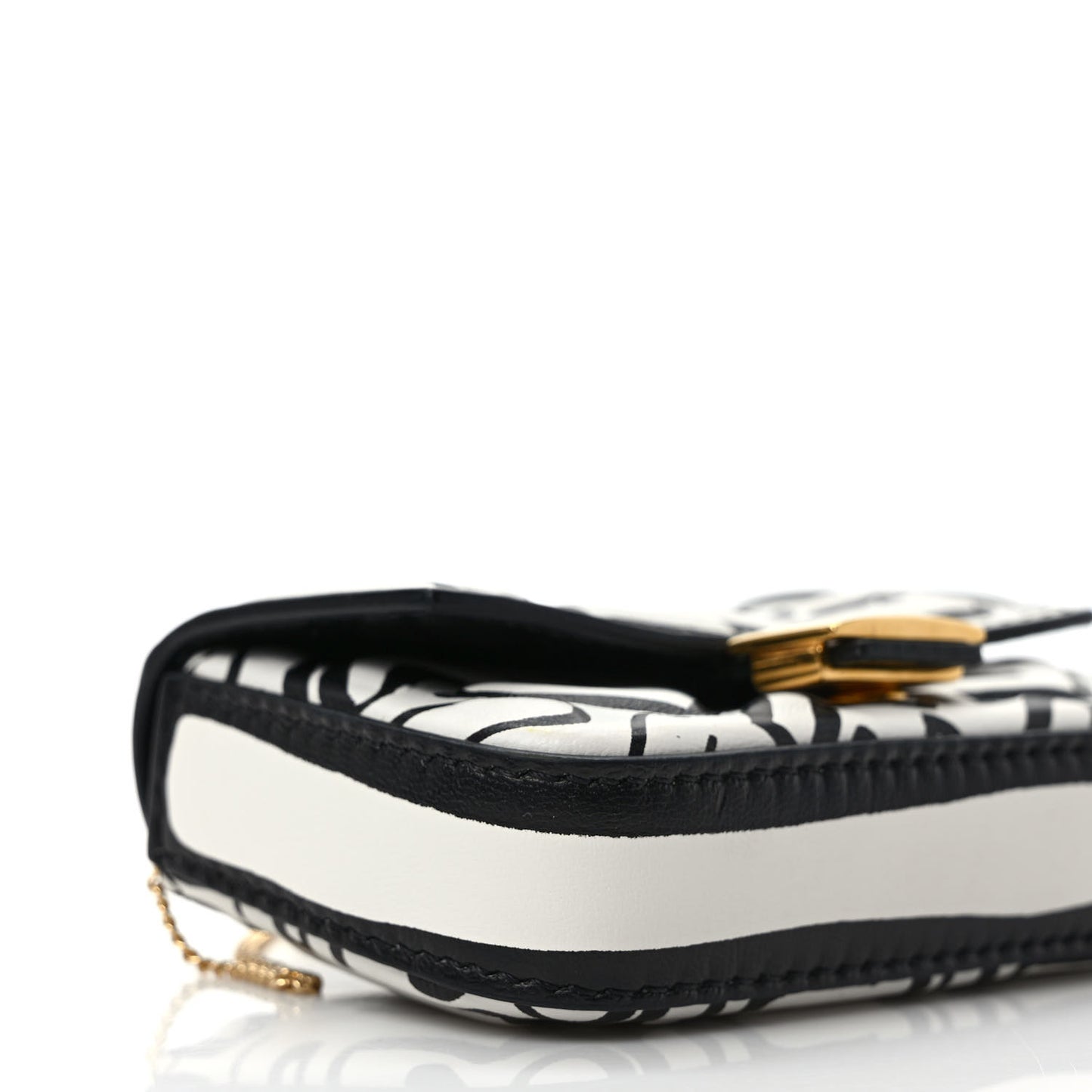 X JOSHUA VIDES Nappa Vitello King FF Embossed Nano Baguette Charm White Black