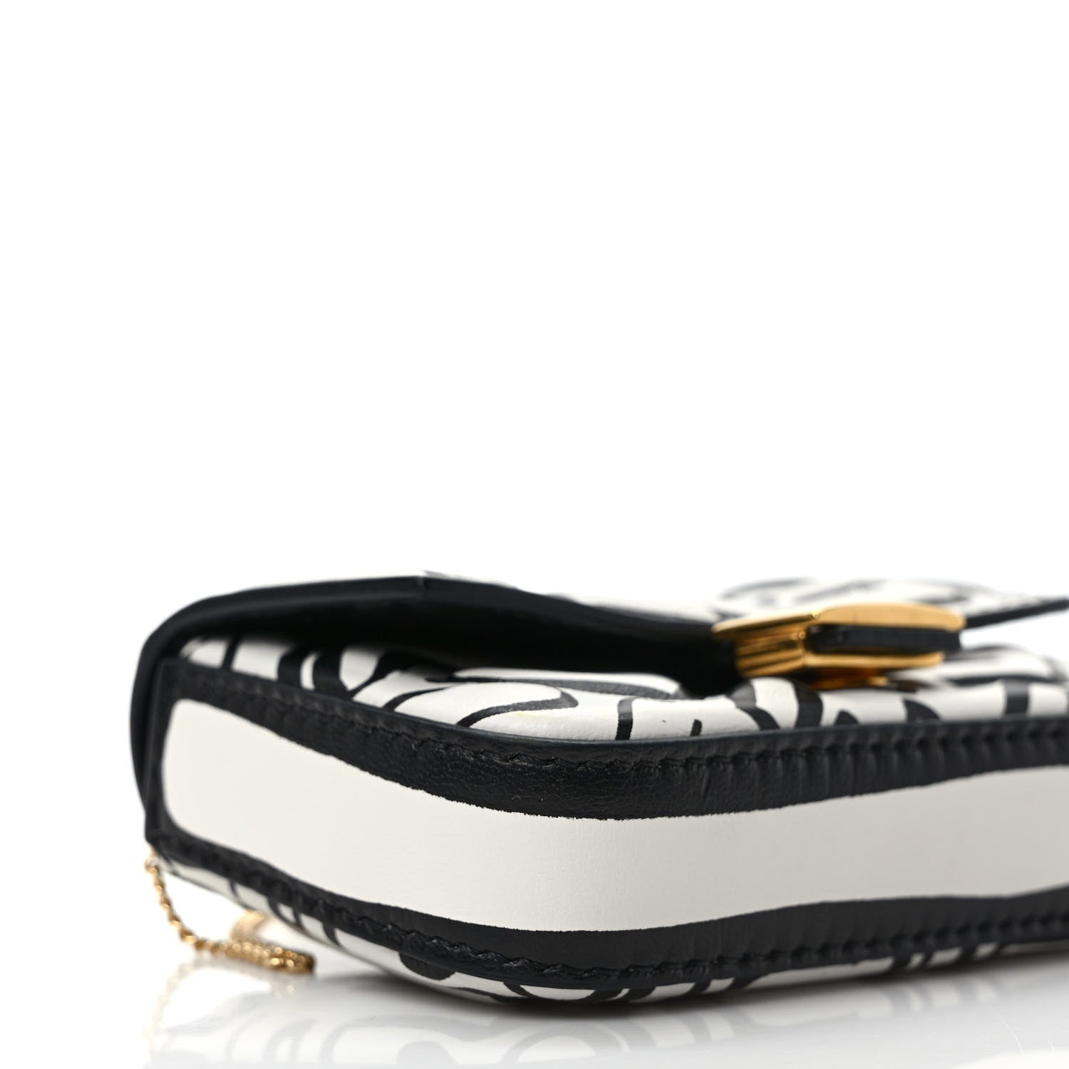 Fendi X JOSHUA VIDES Nappa Vitello King FF Embossed Nano Baguette Charm White Black 7 of 8