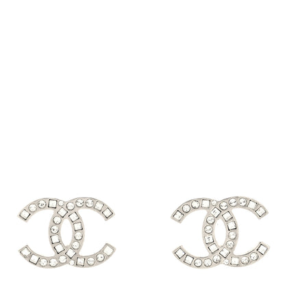 Chanel Baguette Crystal CC Earrings Silver 1 of 4