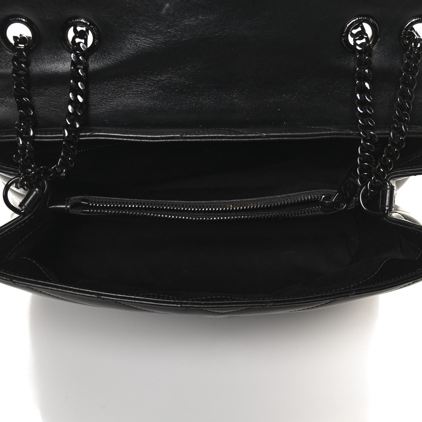Calfskin Y Quilted Monogram Medium Loulou Chain Satchel Black