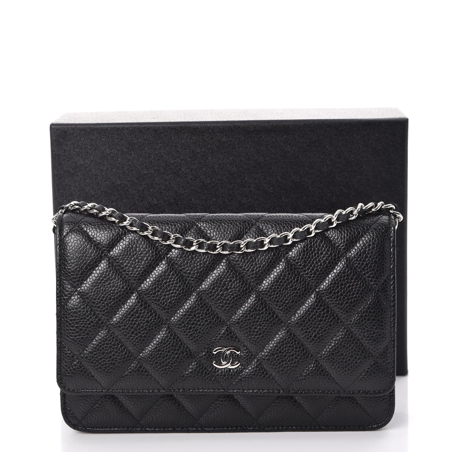 Caviar Quilted Wallet On Chain WOC Black