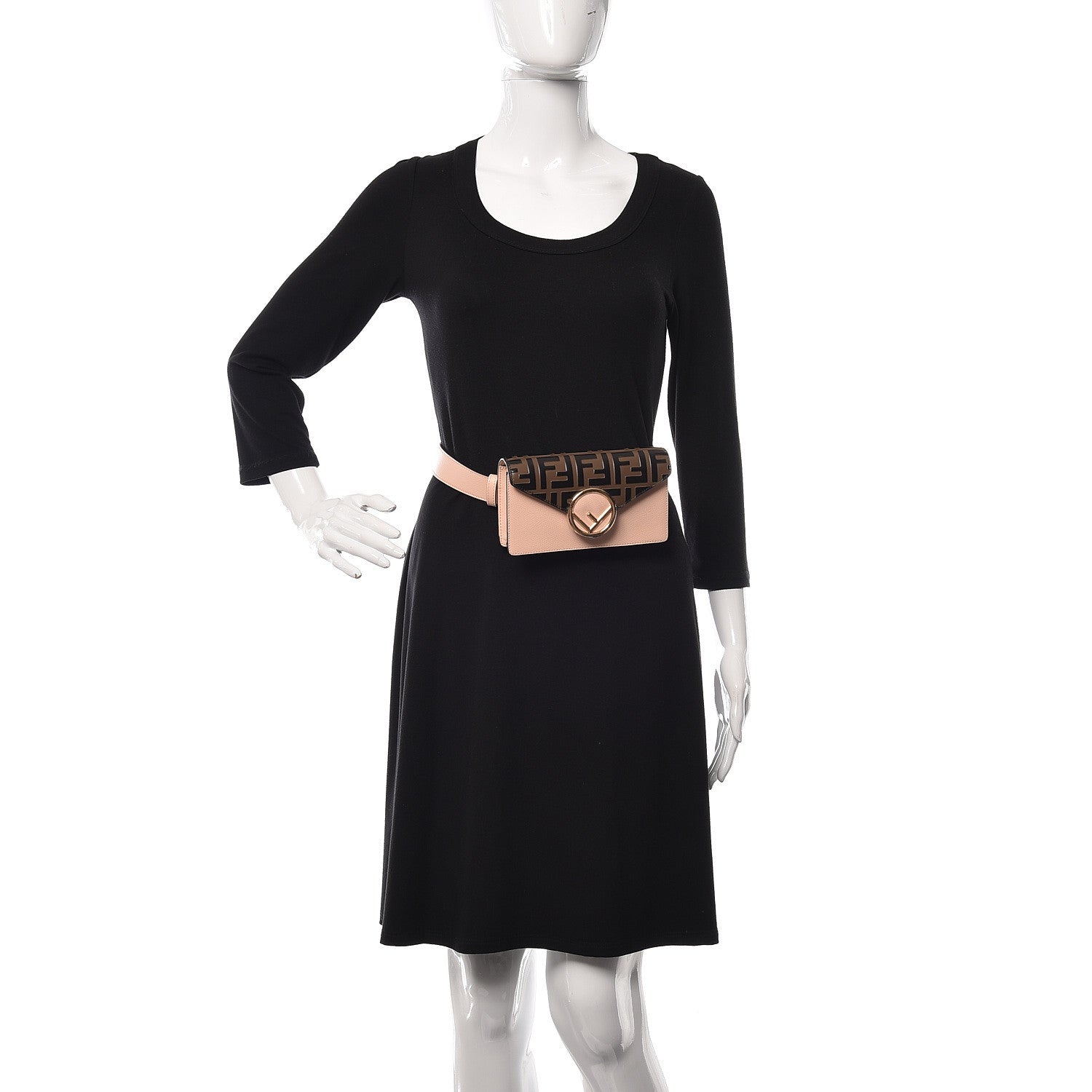 Fendi Vitello Cruise F is Fendi Bi-Color FF 1974 Embossed Envelope Belt Bag Maya Black Light Rose 2 of 11