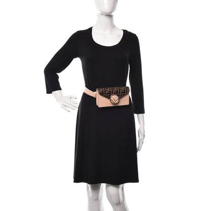 Fendi Vitello Cruise F is Fendi Bi-Color FF 1974 Embossed Envelope Belt Bag Maya Black Light Rose 2 of 11