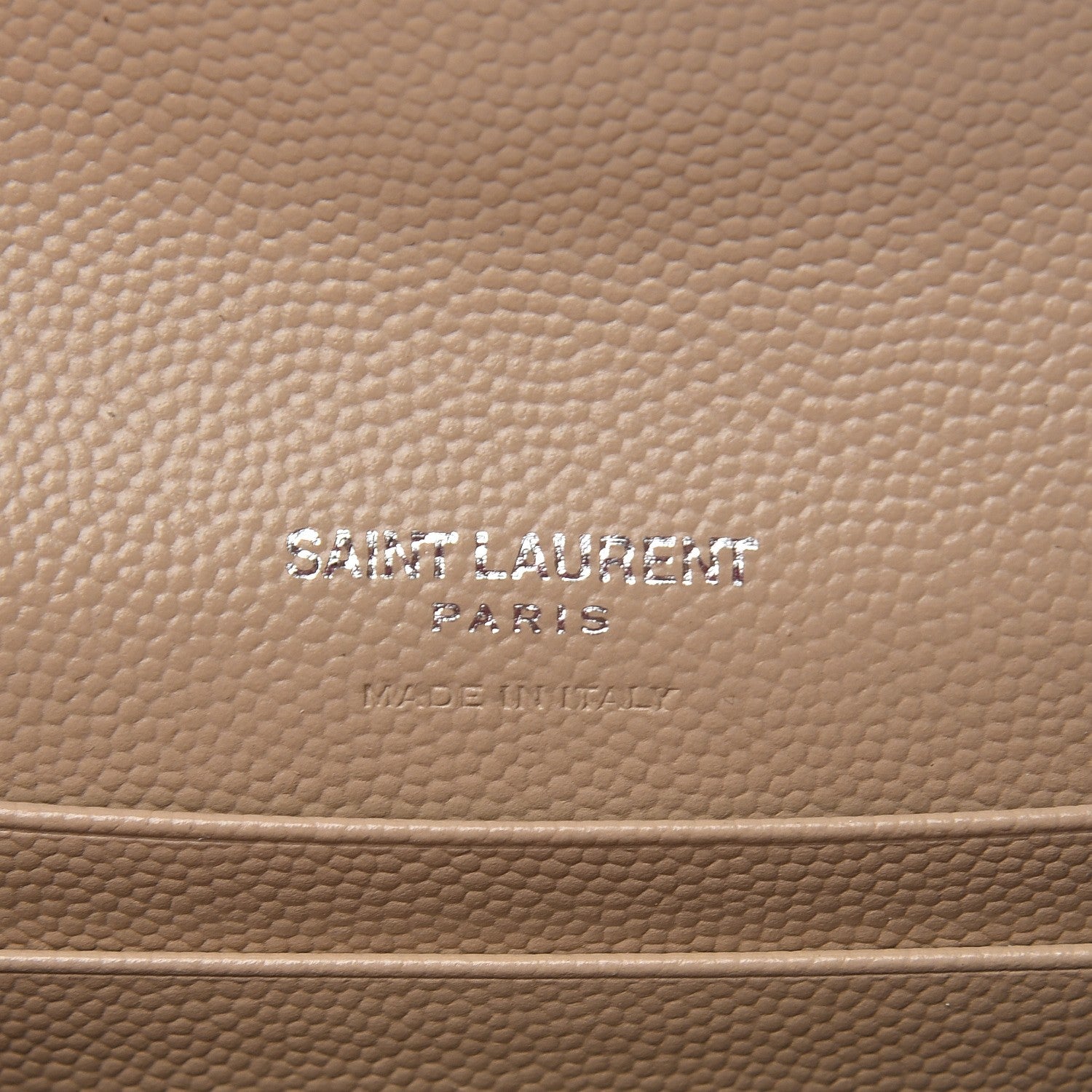 Saint Laurent Grain De Poudre Matelasse Chevron Small Monogram Envelope Wallet Dark Beige 6 of 7