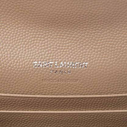 Saint Laurent Grain De Poudre Matelasse Chevron Small Monogram Envelope Wallet Dark Beige 6 of 7
