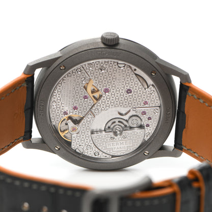 Hermes Titanium Alligator 39.5mm Slim D'Hermes Automatic Watch Noir 4 of 5