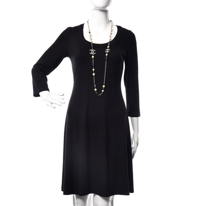 Chanel Pearl Beaded CC Long Necklace Navy Silver 2 of 8