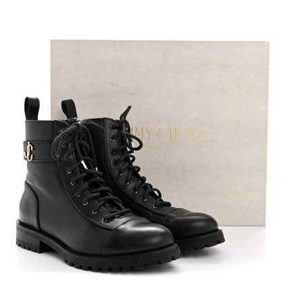Jimmy Choo Shiny Calfskin Cayo Combat Boots 36.5 Black 11 of 11