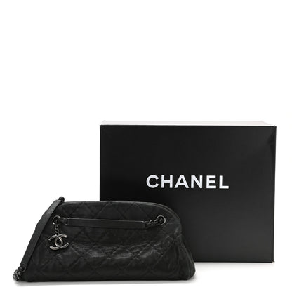 Chanel Iridescent Calfskin Stitched Just Mademoiselle Bowling Bag Black 11 of 11