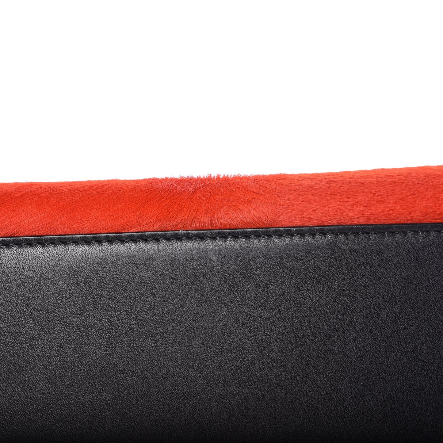 Pony Hair Medium Edge Shoulder Bag Vermillion