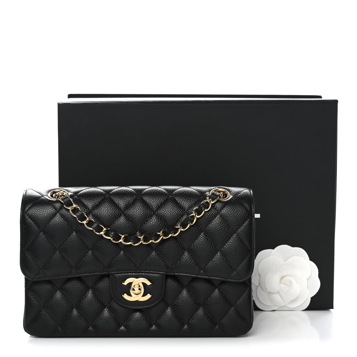 Caviar Quilted Small Double Flap Black