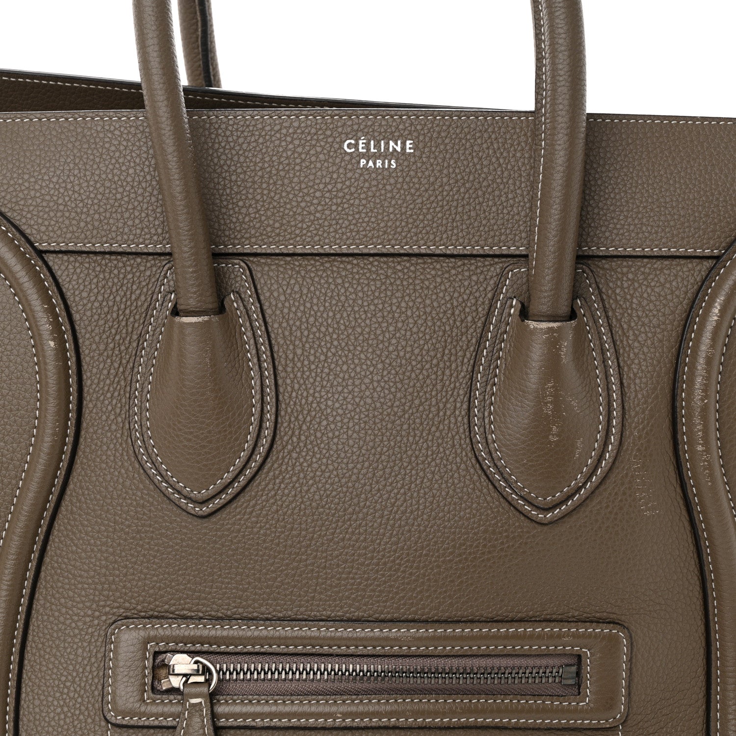 Celine Drummed Calfskin Mini Luggage Souris 7 of 27
