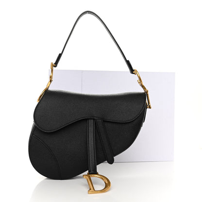 Christian Dior CHRISTIAN DIOR Grained Calfskin Saddle Bag Black 11 of 11