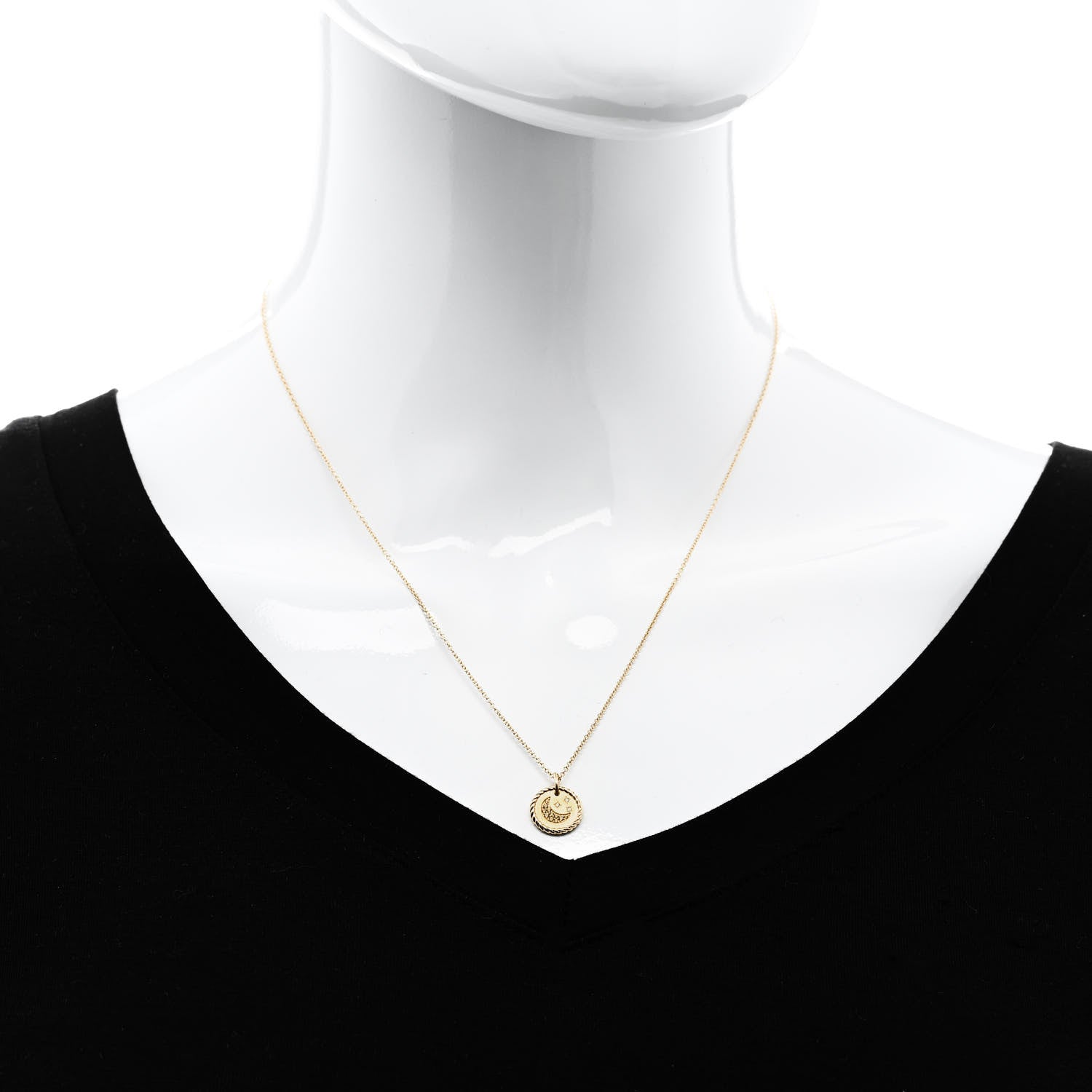 David Yurman 18K Yellow Gold Diamond Yellow Sapphire Cable Collectibles Moon and Stars Pendant Necklace 2 of 6