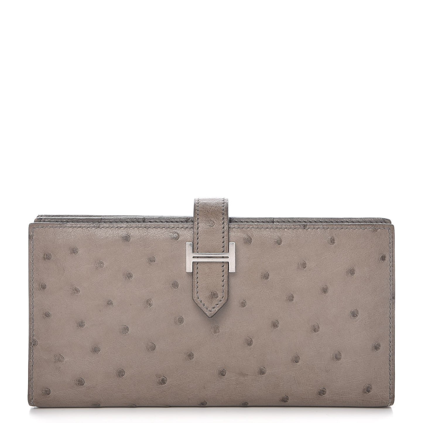 Ostrich Bearn Gusset Wallet Gris Tourterelle