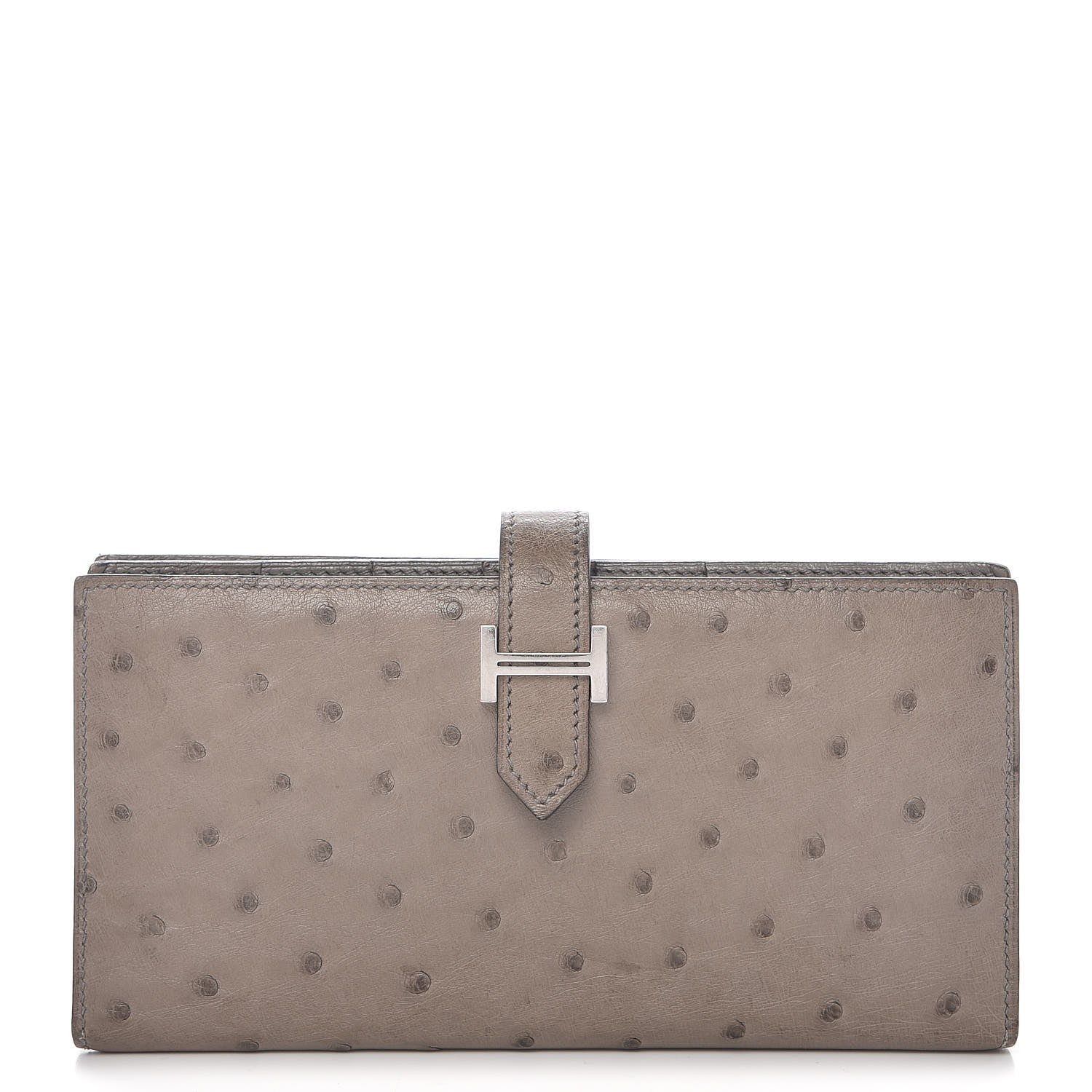 Hermes Ostrich Bearn Gusset Wallet Gris Tourterelle 1 of 9