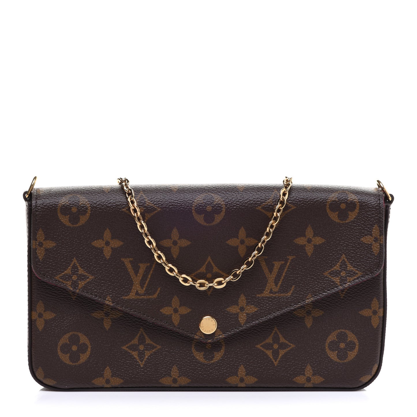 Monogram Pochette Felicie Chain Wallet Fuchsia