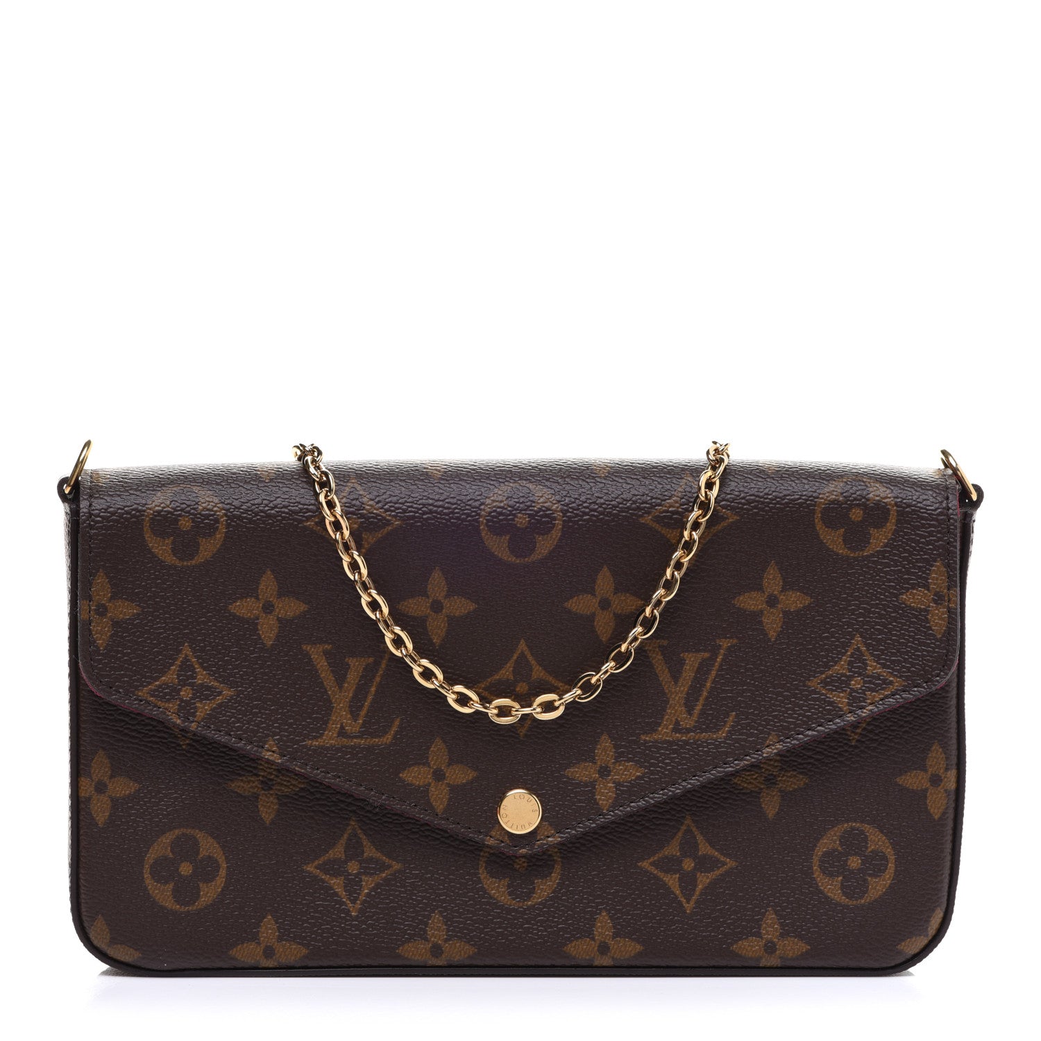Louis Vuitton Monogram Pochette Felicie Chain Wallet Fuchsia 1 of 12