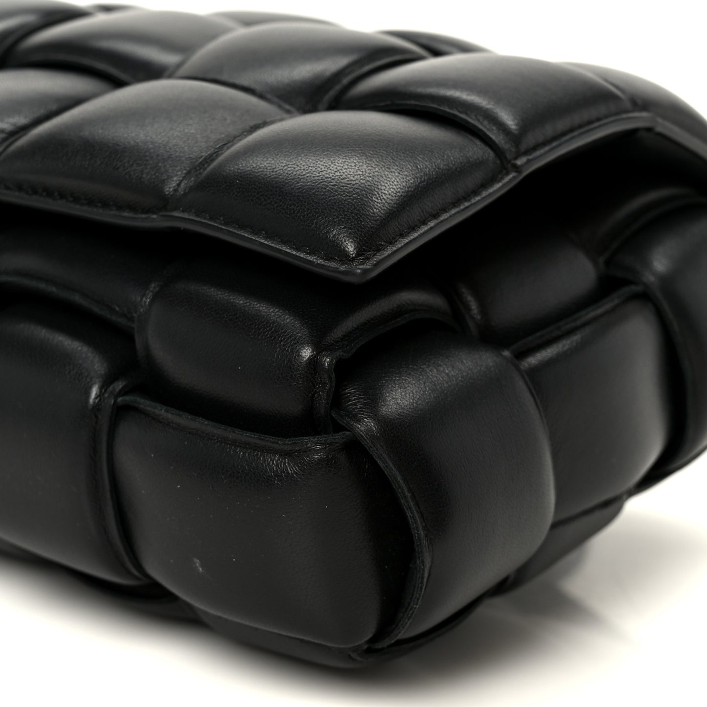 Nappa Maxi Intreccio Padded Cassette Crossbody Bag Black
