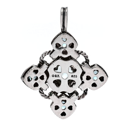David Yurman Sterling Silver Blue Topaz Renaissance Cross Enhancer Pendant 3 of 4