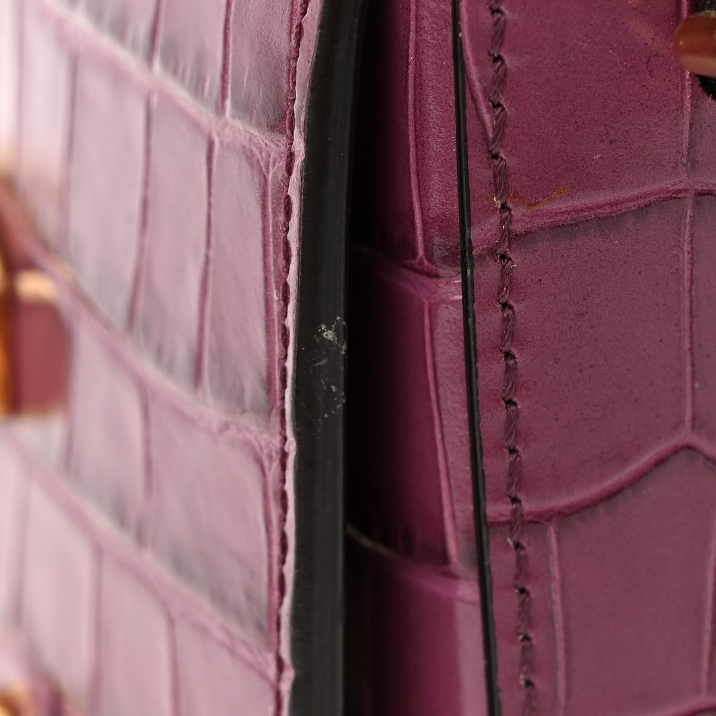 Calfskin Crocodile Embossed Mini C Double Carry Crushed Violet