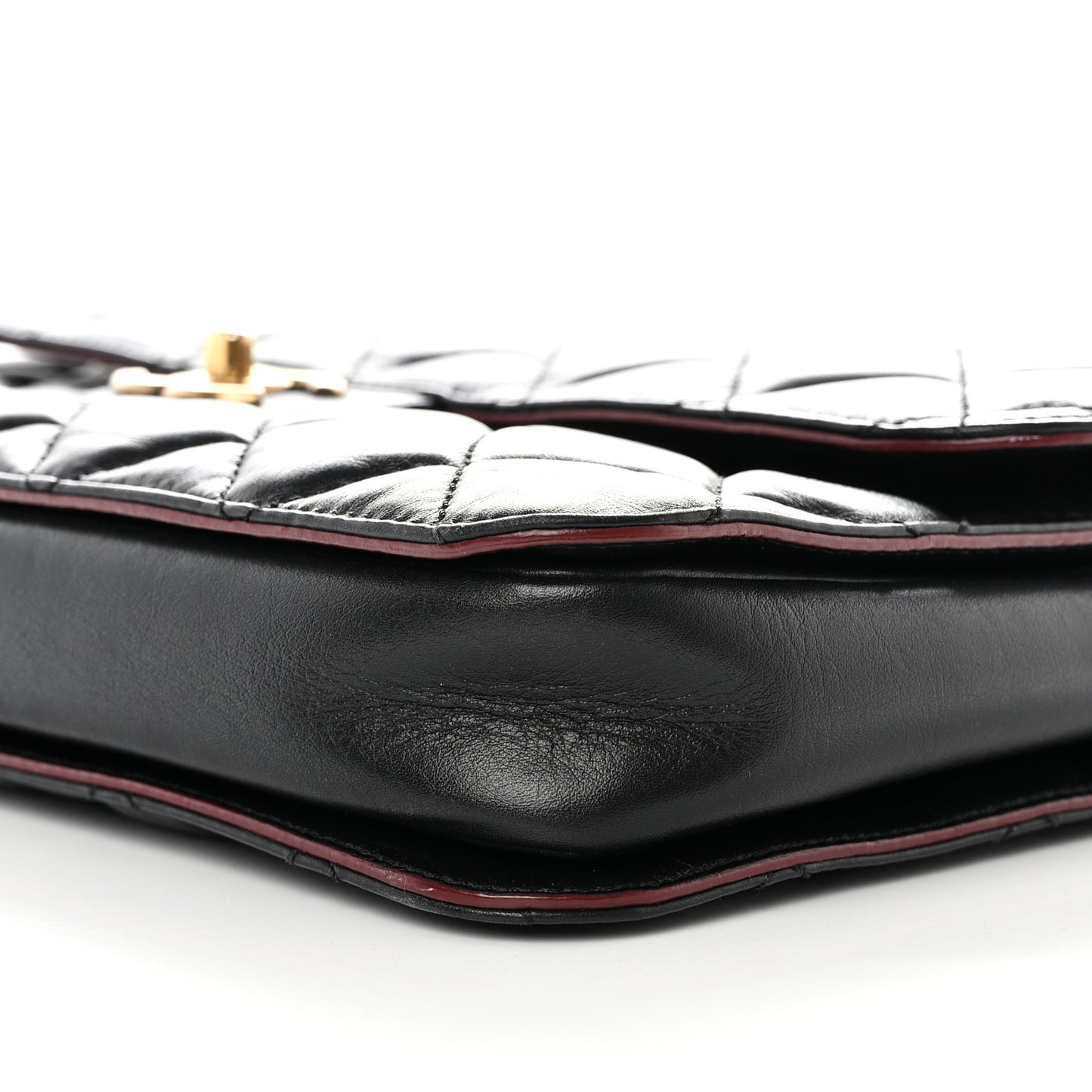 Calfskin Quilted Large Perfect Edge Flap Black