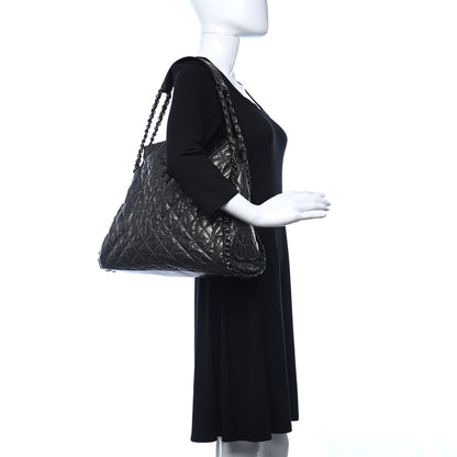 Chanel Metallic Calfskin Quilted Large Chain Me Hobo Dark Grey 2 of 10