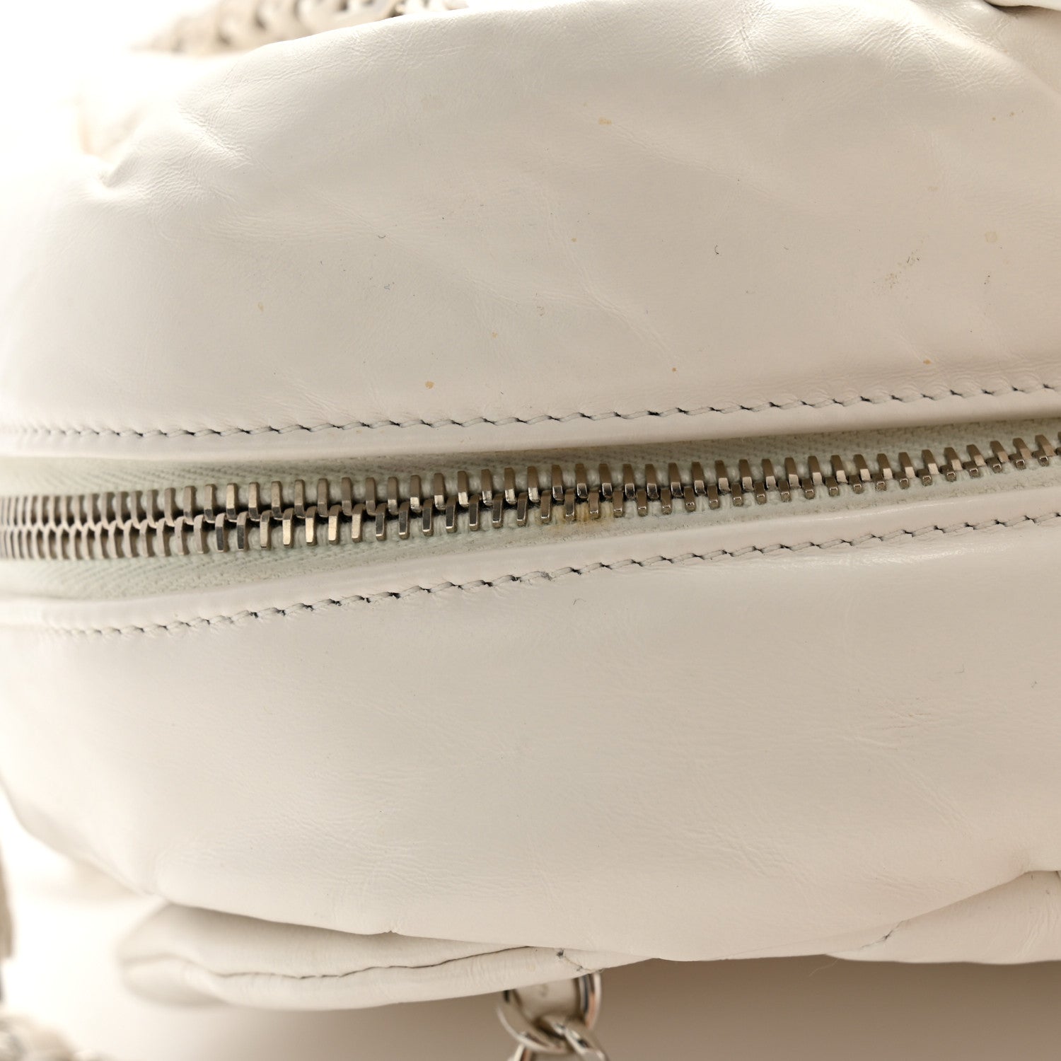 Chanel Aged Calfskin Quilted Small Express Bowling Bag White 11 of 11