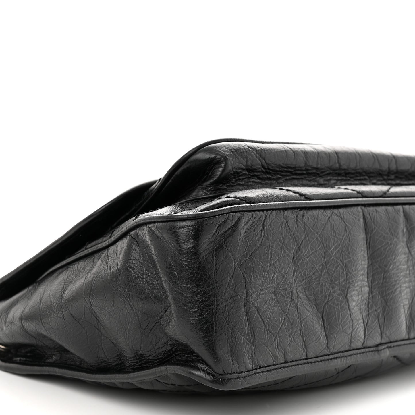 Crinkled Calfskin Matelasse Monogram Large Niki Chain Satchel Black