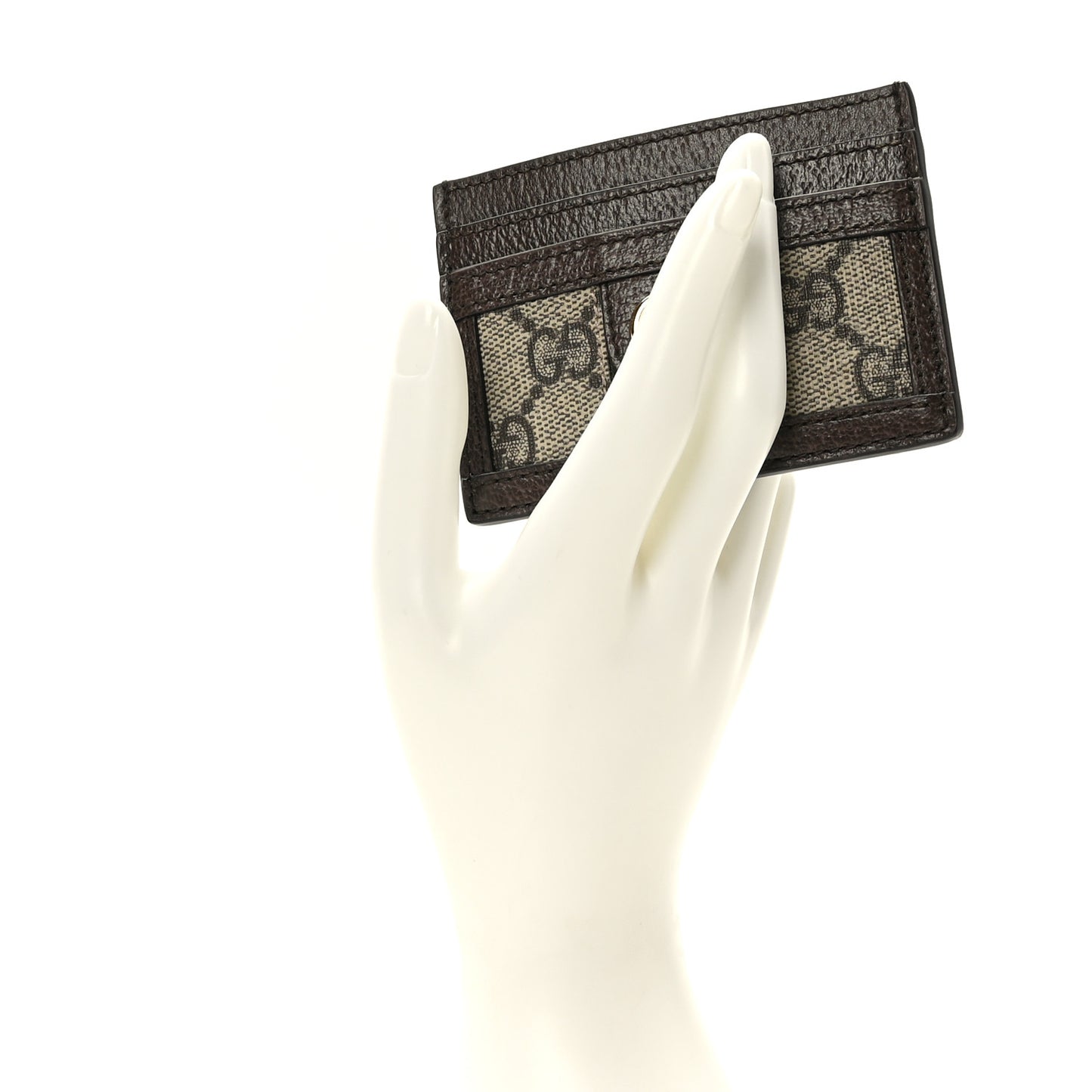 GG Supreme Monogram Ophidia Card Holder Brown