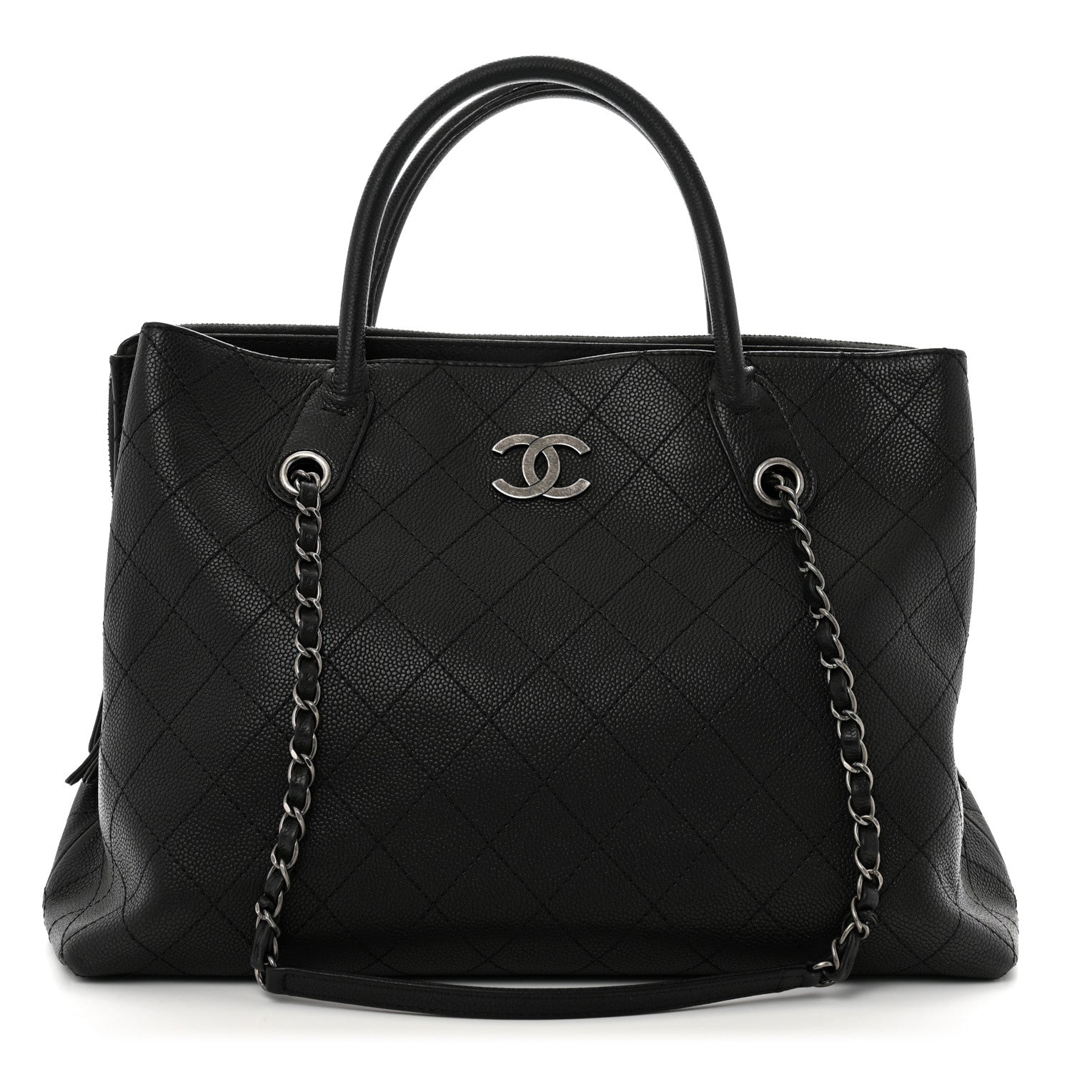 Chanel Grained Vegetal Calfskin Urban Shopping Tote Black 1 of 15