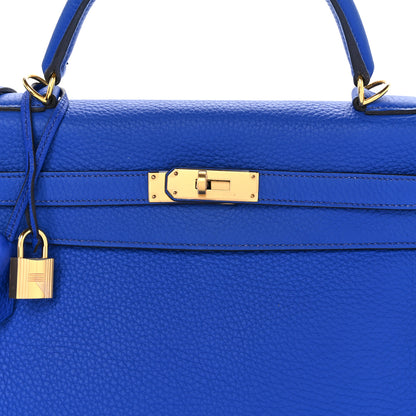 Hermes Taurillon Clemence Kelly Retourne 32 Bleu Electrique 8 of 13