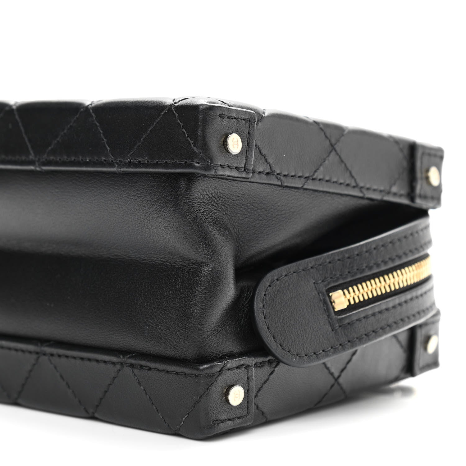 Chanel Calfskin Quilted Small Studded Square Vanity Case Black 10 of 11