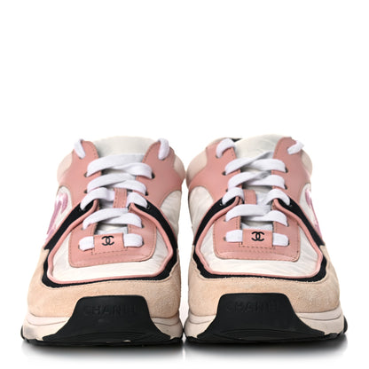 Chanel Nylon Lambskin Suede Calfskin CC Sneakers 38 Pink White Black 2 of 15