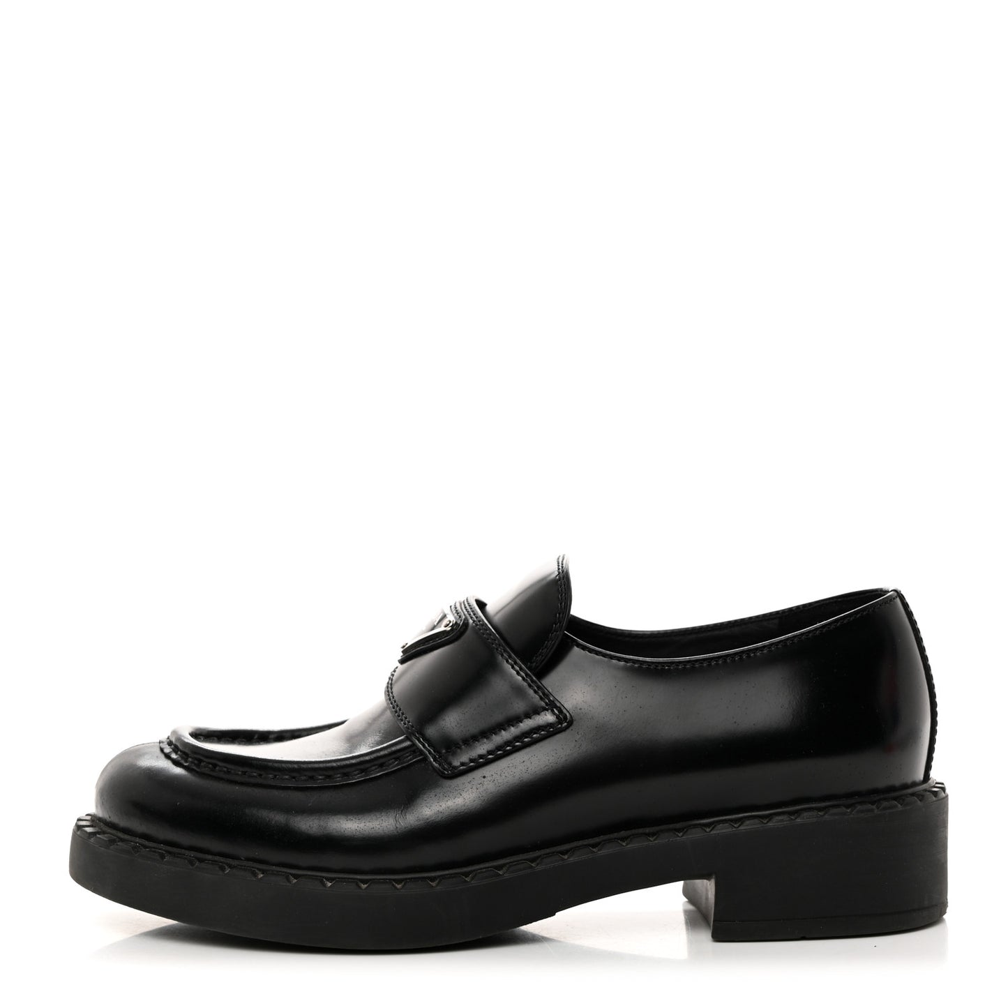 Spazzolato Metal Triangle Logo 50mm Loafers 37.5 Black