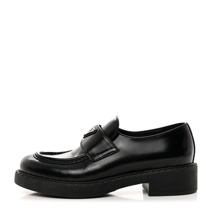 Prada Spazzolato Metal Triangle Logo 50mm Loafers 37.5 Black 1 of 10