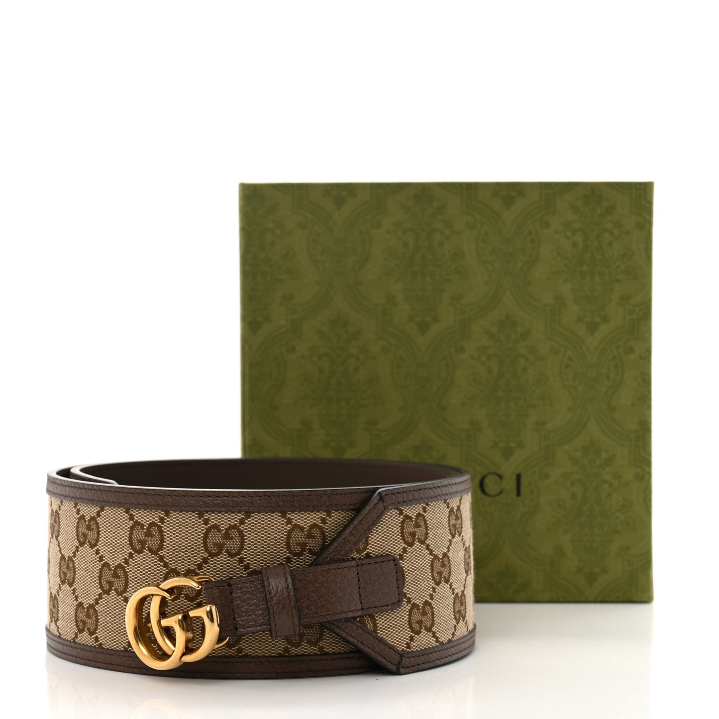 Monogram Calfskin GG Marmont Wide Belt 105 42 Beige Ebony
